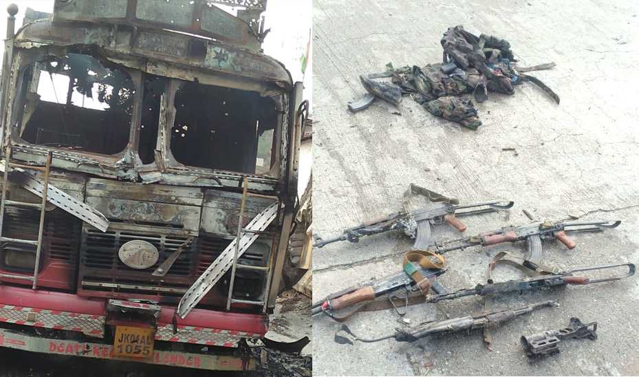 ट्रकमध्ये दारूगोळा घेऊन जम्मूहून श्रीनगरकडे जात होते दहशतवादी, सुरक्षादलांनी ट्रकच उडवला