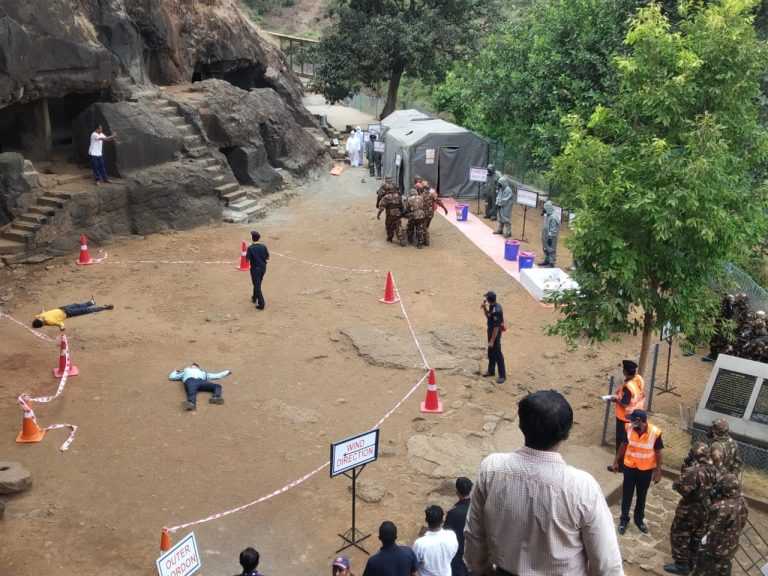 भाजे लेणी येथे आपत्ती व्यवस्थापन प्रात्यक्षिकांचे आयोजन