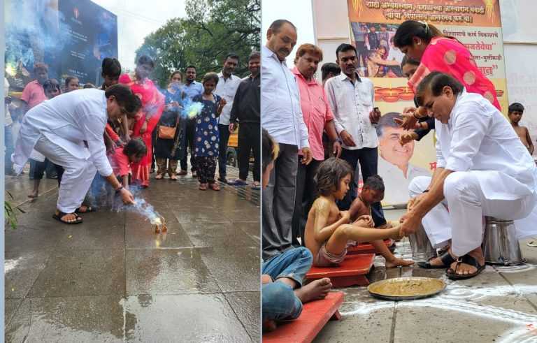 शाही अभ्यंगस्नान, नवे कपडे, फराळाच्याआस्वादाने ‘त्यांचा’ दीपोत्सव आनंदमय ! माजी उपमहापौर आबा बागुल मित्र परिवाराचा उपक्रम