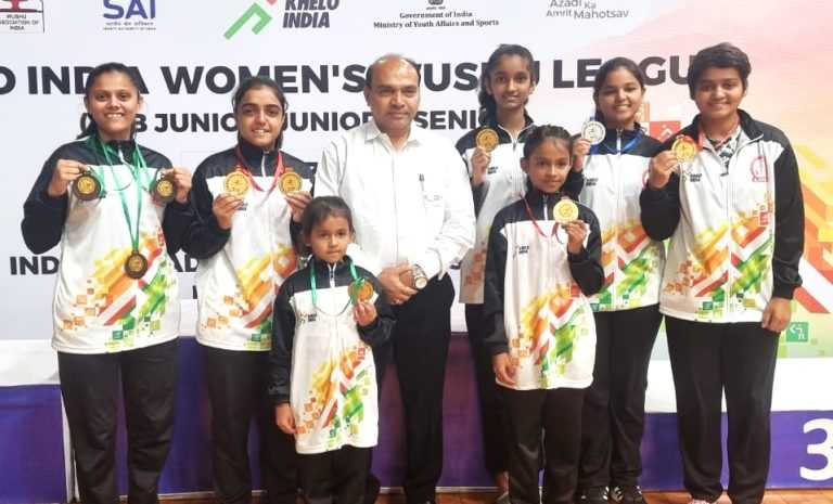 श्रावणी कटके, आराध्या शिंदे, अनुष्का जैन, स्वीटी मेश्राम यांना सुवर्णखेलो इंडिया वुशु महिला लीग मध्ये  महाराष्ट्राच्या खेळाडूंचे सुवर्णयश