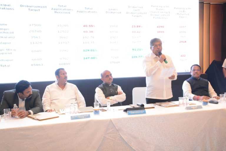 गोरगरीब जनतेच्या आर्थिक उन्नतीसाठी बँकांनी पुढाकार घ्यावा-पालकमंत्री चंद्रकांत दादा पाटील