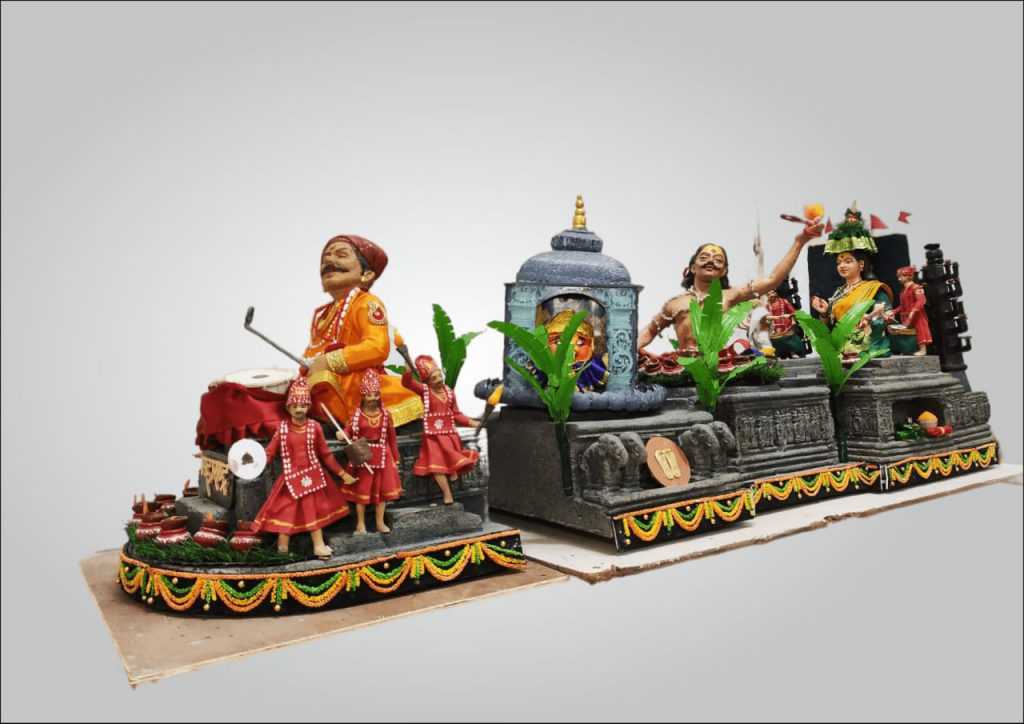 ‘साडेतीन शक्तिपीठे आणि नारी शक्त‍ि’वर आधारित महाराष्ट्राचा चित्ररथ
