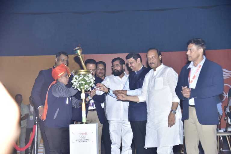 महाराष्ट्र राज्य ऑलिम्पिक क्रीडा स्पर्धेचे मुख्यमंत्री एकनाथ शिंदे यांच्या हस्ते उद्घाटन