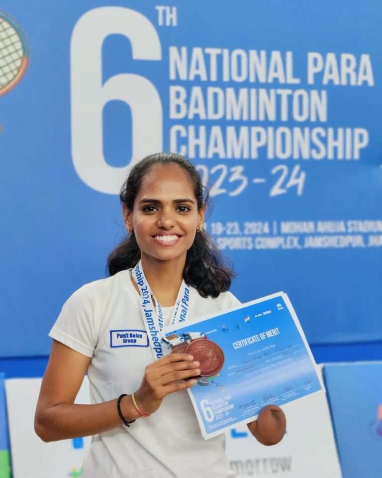 राष्ट्रीय पॅरा बॅडमिंटन चॅम्पियनशिप स्पर्धेत ‘पुनीतबालन ग्रुप’च्या आरती पाटीलला दोन कांस्य पदके