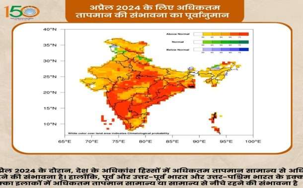 एप्रिल ते जून देशातील बहुतांश भागांमध्ये कमाल तापमान अधिक राहण्याची शक्यता-भारतीय हवामान विभागाची माहिती