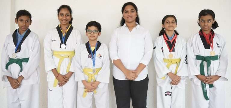 तायक्वांदो स्पर्धेत ध्रुव ग्लोबल स्कूलच्या खेळाडूंची चमकदार कामगिरी,2 सुवर्णपदक व 3 रौप्य पदक