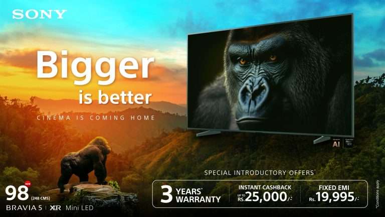 ‘सिनेमा इस कमिंग होम’ अनुभवासाठी 98-इंच ब्रॅव्हिया 5 मिनी-एलईडी टीव्हीसह सोनी इंडियाचे सुपर लार्ज स्क्रीन विभागात पदार्पण