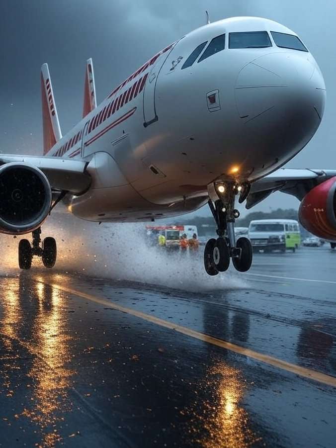 मुंबईत एअर इंडियाचे विमान धावपट्टीवरून घसरले,विमानाचे 3 टायर फुटले