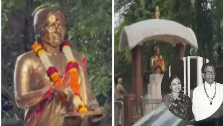 मीनाताई ठाकरे यांच्या पुतळ्यावर लाल रंग फेकला:ठाकरेंची शिवसेना आक्रमक, दादरमध्ये तणाव; पोलिस बंदोबस्त तैनात