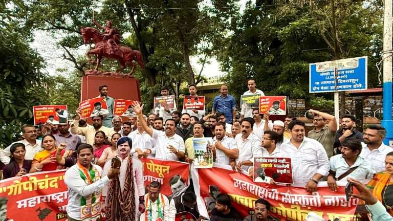 गोपीचंद पडळकरांच्या प्रतिमेला जोड्यांचा मारा