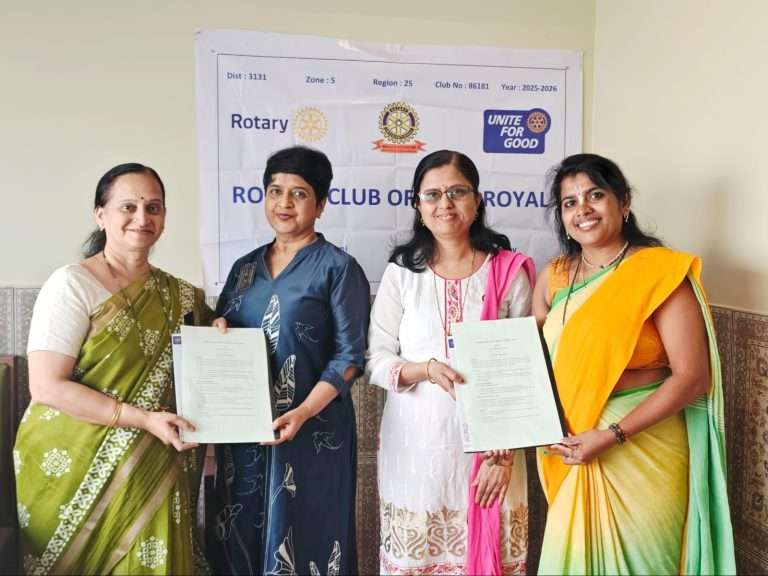 रोटरी क्लब रॉयल व Vent Out 2 Me यांच्यात सामंजस्य करार.