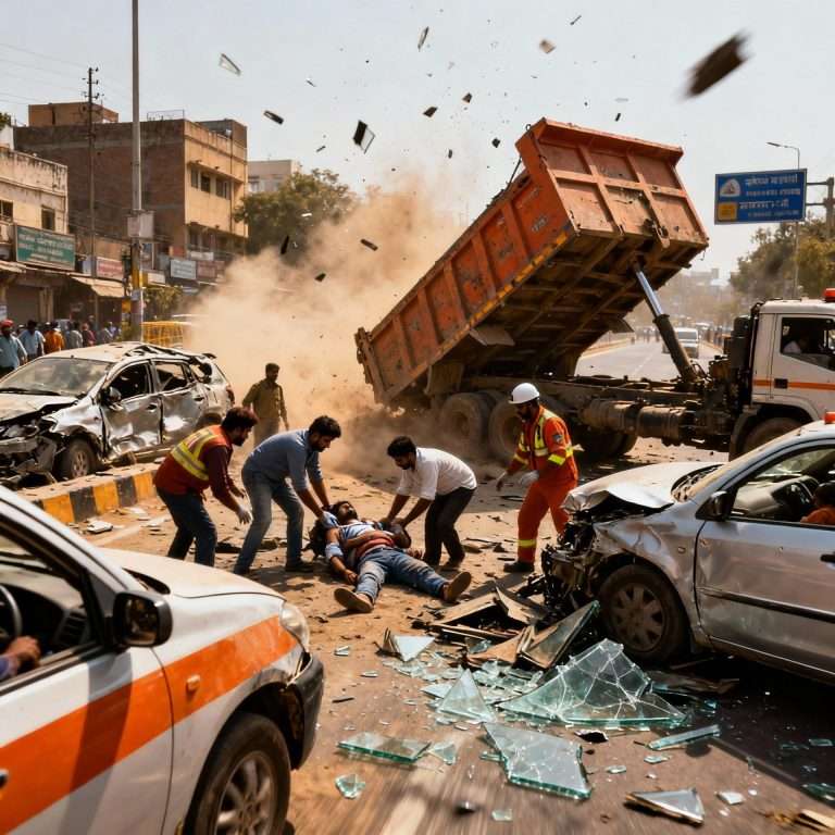 जयपूरमध्ये डंपर ट्रकने 17 वाहनांना चिरडले, 13 ठार