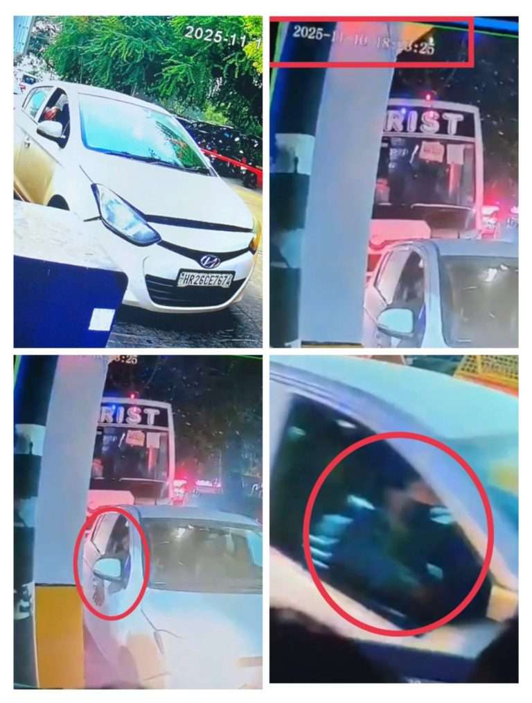 दिल्ली बॉम्बस्फोटापूर्वीचे CCTV फुटेज:कारमधील व्यक्ती दहशतवादी डॉ. उमर असल्याचा संशय; आतापर्यंत 9 जणांचा मृत्यू, 24 जण जखमी