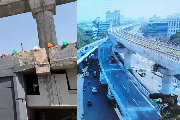 चुकीचा बांधला म्हणून उड्डाणपुल पाडला:नवा बांधला,दुसऱ्याच दिवशी त्यातही दिसला हलगर्जीपणा; सनी निम्हण यांनी उघडा केला ठेकेदाराचा कारभार