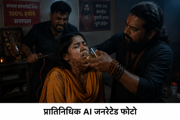 पुण्यामध्ये भोंदूबाबाने महिलेचा अमानुष छळ करत मूत्र पाजले:भोंदूला अटक, मारहाण करत विजेचे शॉकही दिले