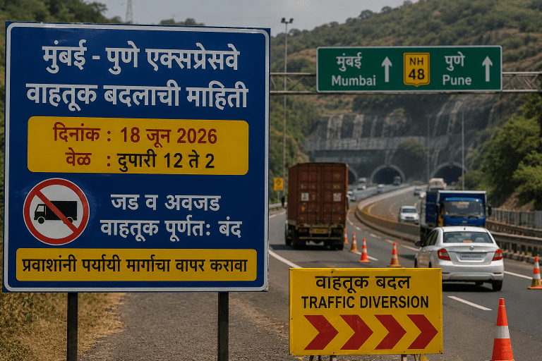 मुंबई- पुणे द्रुतगती मार्गावर वाहतूक ब्लॉक