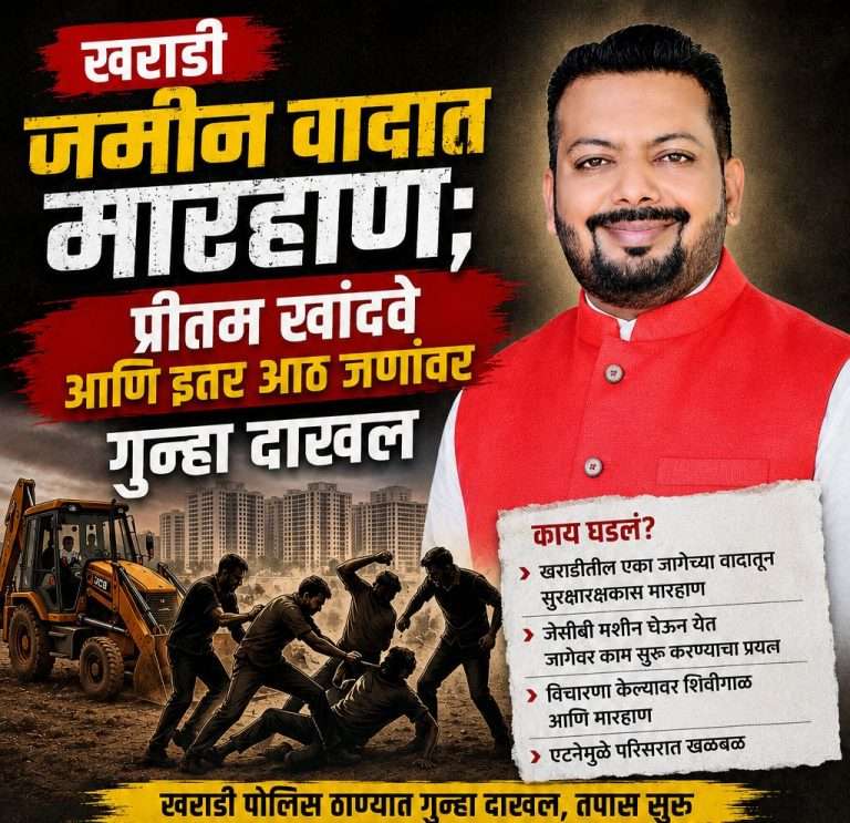 खराडी जमीन वादात मारहाण; प्रीतम खांदवे आणि इतर आठ जणांवर गुन्हा दाखल