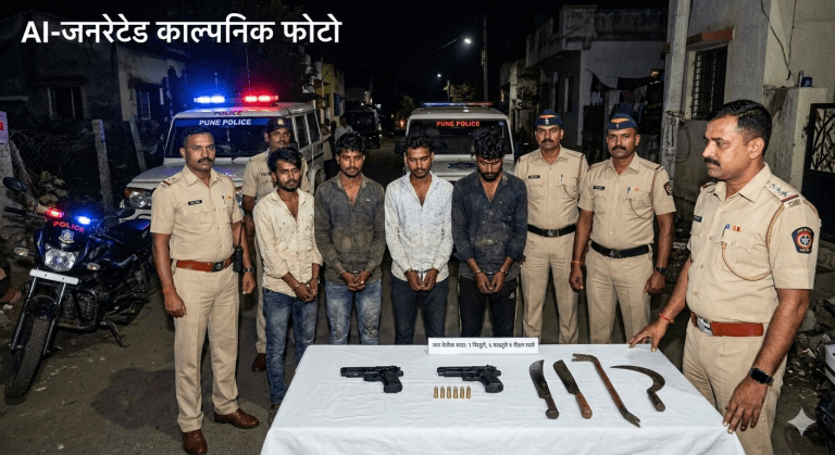 मांजरीत पोलिसांनी दरोडेखोरांची टोळी पकडली , 2 पिस्तुले, 6 काडतुस अन् तीक्ष्ण शस्त्रांचा साठा हस्तगत